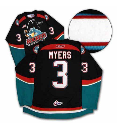 Custom WHL Kelowna Rockets 09 Pres Tyler Myers Road Hockey Jersey Black